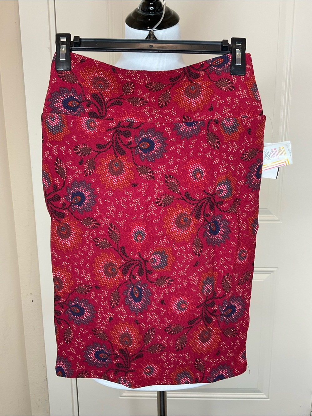 LuLaRoe Cassie Red Floral Pencil Skirt